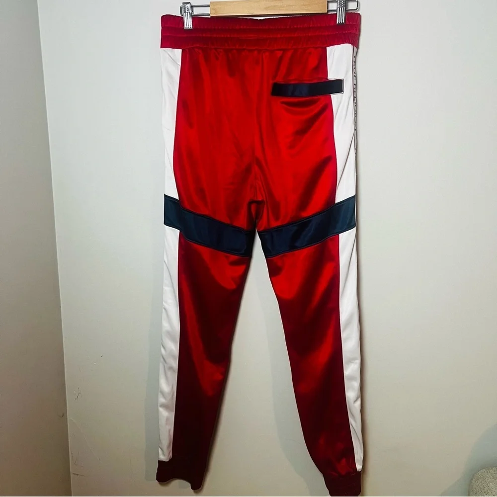 True Religion Tricot Track Pant Joggers Men’s S Colorblock Red Logo Trim Pockets